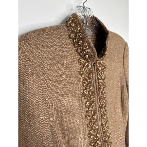Eccoci Wool Silk Cashmere dressy Jacket with Embroidered Trim fall winter Size 0 - Picture 6 of 16